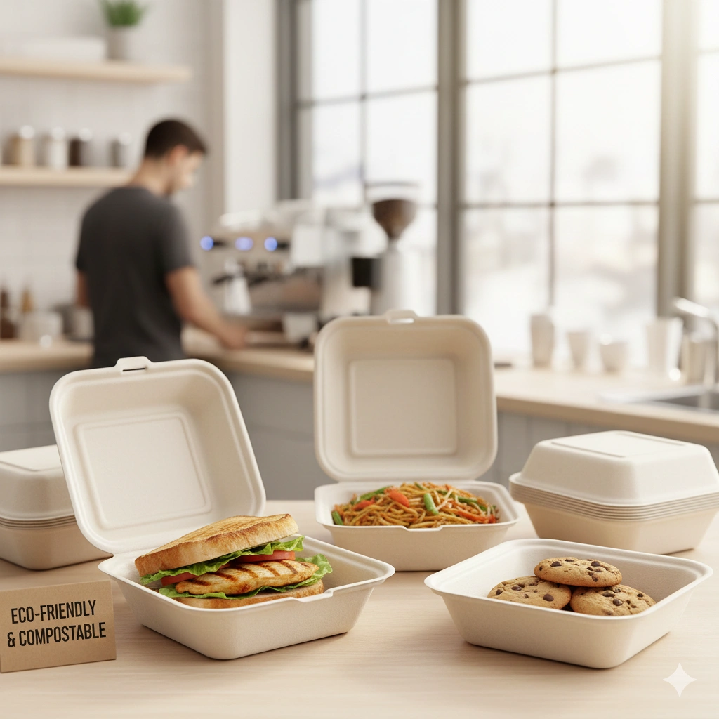 Bagasse Clamshell Containers
